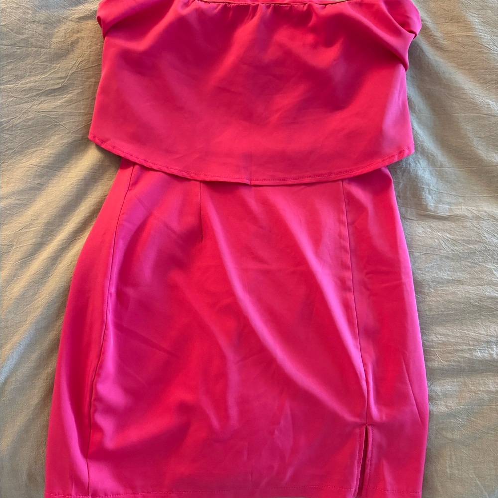 Superdown Vibrant Pink Strapless Dress